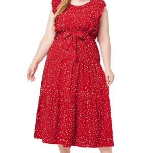 This Plus Size Women Summer Round Neck Ruffle Sleeveless Polka Dot Dress Made Of Soft And Elastic Fabric. Global Lover Wholesale Plus Size Dresses And Hope Curvy Ladies Find Here a Warm And Exciting Place To Shop Affordable Curvy Dresses Online - Plus Size Casual