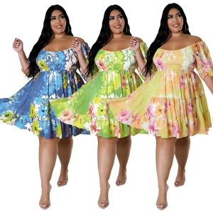 This Plus Size Women Summer Sexy Off Shoulder Print Dress Design And Made Of Comfortable And Elastic Fabric. Wholesale Plus Size Two Piece Sets Is a Must-Have Item For Curvy Ladies. Two Piece Sets Can Either Be Worn Together Or Individually