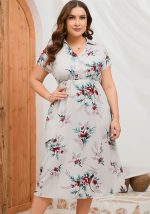 This Plus Size Women Summer Shirt Collar Short Sleeve Slit Maxi Dress Made Of Soft And Elastic Fabric. Global Lover Wholesale Plus Size Dresses And Hope Curvy Ladies Find Here a Warm And Exciting Place To Shop Affordable Curvy Dresses Online - Plus Size Casual