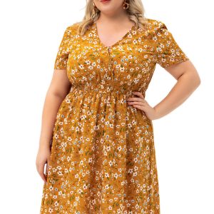 This Plus Size Women Summer Short Sleeve Printed Dress Made Of Soft And Elastic Fabric. Global Lover Wholesale Plus Size Dresses And Hope Curvy Ladies Find Here a Warm And Exciting Place To Shop Affordable Curvy Dresses Online - Plus Size Casual