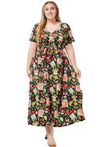 This Plus Size Women Summer v Neck Short Sleeve Printed Bohemian Dress Made Of Soft And Elastic Fabric. Global Lover Wholesale Plus Size Dresses And Hope Curvy Ladies Find Here a Warm And Exciting Place To Shop Affordable Curvy Dresses Online - Plus Size Casual