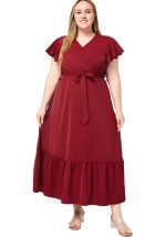 This Plus Size Women Summer v Neck Short Sleeve Solid Dress Made Of Soft And Elastic Fabric. Global Lover Wholesale Plus Size Dresses And Hope Curvy Ladies Find Here a Warm And Exciting Place To Shop Affordable Curvy Dresses Online - Plus Size Casual