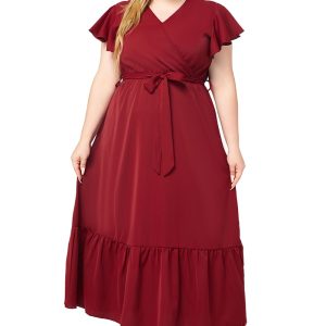 This Plus Size Women Summer v Neck Short Sleeve Solid Dress Made Of Soft And Elastic Fabric. Global Lover Wholesale Plus Size Dresses And Hope Curvy Ladies Find Here a Warm And Exciting Place To Shop Affordable Curvy Dresses Online - Plus Size Casual