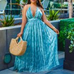 This Plus Size Women Summer v-Neck Straps Sexy Print Long Dress Design Made Of High Quality Polyster And Spandex Material