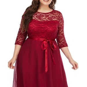 This Plus Size Women Summer Lace Chiffon Patchwork Dress Dress Dress Made Of Soft And Elastic Fabric. Global Lover Wholesale Plus Size Dresses And Hope Curvy Ladies Find Here a Warm And Exciting Place To Shop Affordable Curvy Dresses Online - Plus Size Casual