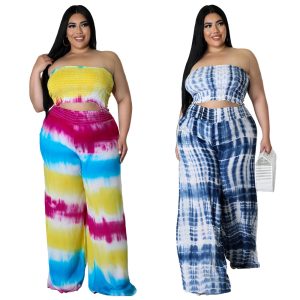 This Plus Size Women Tie-Dye Print Crop Top + Pants Two-Piece Set Design And Made Of Comfortable And Elastic Fabric. Wholesale Plus Size Two Piece Sets Is a Must-Have Item For Curvy Ladies. Two Piece Sets Can Either Be Worn Together Or Individually