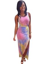 This Plus Size Women Tie Dye Print Sleeveless Dress Made Of Soft And Elastic Fabric. Global Lover Wholesale Plus Size Dresses And Hope Curvy Ladies Find Here a Warm And Exciting Place To Shop Affordable Curvy Dresses Online - Plus Size Casual