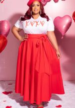 This Plus Size Women Tie Pocket Letter Print Dress Made Of Soft And Elastic Fabric. Global Lover Wholesale Plus Size Dresses And Hope Curvy Ladies Find Here a Warm And Exciting Place To Shop Affordable Curvy Dresses Online - Plus Size Casual