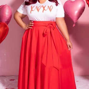 This Plus Size Women Tie Pocket Letter Print Dress Made Of Soft And Elastic Fabric. Global Lover Wholesale Plus Size Dresses And Hope Curvy Ladies Find Here a Warm And Exciting Place To Shop Affordable Curvy Dresses Online - Plus Size Casual