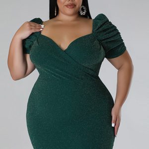 This Plus Size Women v-Neck Bodycon Dress Made Of Soft And Elastic Fabric. Global Lover Wholesale Plus Size Dresses And Hope Curvy Ladies Find Here a Warm And Exciting Place To Shop Affordable Curvy Dresses Online - Plus Size Casual