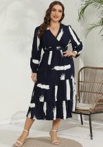 This Plus Size Women v-Neck Dress Made Of Soft And Elastic Fabric. Global Lover Wholesale Plus Size Dresses And Hope Curvy Ladies Find Here a Warm And Exciting Place To Shop Affordable Curvy Dresses Online - Plus Size Casual