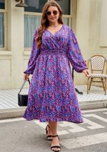 This Plus Size Women v-Neck Loose Dress Made Of Soft And Elastic Fabric. Global Lover Wholesale Plus Size Dresses And Hope Curvy Ladies Find Here a Warm And Exciting Place To Shop Affordable Curvy Dresses Online - Plus Size Casual