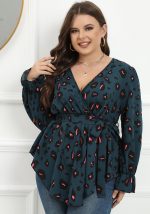 This Plus Size Women v-Neck Printed Long Sleeve Shirt Made Of Comfortable And Elastic Fabric. It Is Wholesale Sexy Plus Size Tops For Women. With The Gradual Rise Of Feminist Awareness