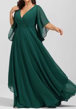 This Plus Size Women v Neck Solid Long Dress Made Of Soft And Elastic Fabric. Global Lover Wholesale Plus Size Dresses And Hope Curvy Ladies Find Here a Warm And Exciting Place To Shop Affordable Curvy Dresses Online - Plus Size Casual