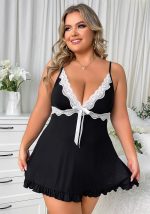 This Plus Size Women v Neck Suspender Skirt Sexy Lingerie Made Of Durable And Elastic Material. Women¡¯s Plus Size Wholesale Lingerie At Global Lover Pay More Attention To The Novelty And Uniqueness Of Styles. We Offer Huge Selections Of Sexy Plus Size Lingerie Xl