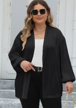 This Plus Size Women Wavy Stripe Casual Loose Balloon Sleeve Jacket Made Of Comfortable And Soft Fabric. It Is a Must-Have Item For Curvy Ladies In Autumn And Winter. Global Lover Offer All Kinds Of Women¡¯s Plus Size Coat And Hope Curvy Ladies Find Here a Warm And Exciting Place To Shop - Wholesale Plus Size Jackets