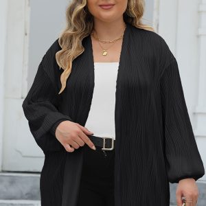 This Plus Size Women Wavy Stripe Casual Loose Balloon Sleeve Jacket Made Of Comfortable And Soft Fabric. It Is a Must-Have Item For Curvy Ladies In Autumn And Winter. Global Lover Offer All Kinds Of Women¡¯s Plus Size Coat And Hope Curvy Ladies Find Here a Warm And Exciting Place To Shop - Wholesale Plus Size Jackets