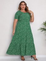 This Plus Size Women Clothes Summer Short Sleeve Round Neck Long Maxi Dress Made Of Soft And Elastic Fabric. Global Lover Wholesale Plus Size Dresses And Hope Curvy Ladies Find Here a Warm And Exciting Place To Shop Affordable Curvy Dresses Online - Plus Size Casual