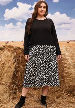 This Plus Size Women Knitting Patchwork Long Sleeve Loose Dress Made Of Soft And Elastic Fabric. Global Lover Wholesale Plus Size Dresses And Hope Curvy Ladies Find Here a Warm And Exciting Place To Shop Affordable Curvy Dresses Online - Plus Size Casual