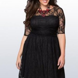 This Plus Size Women Lace Solid Dress Made Of Soft And Elastic Fabric. Global Lover Wholesale Plus Size Dresses And Hope Curvy Ladies Find Here a Warm And Exciting Place To Shop Affordable Curvy Dresses Online - Plus Size Casual