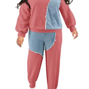 This Plus Size Women 's Winter Tops And Pants Washed Denim Suit Design And Made Of Comfortable And Elastic Fabric. Wholesale Plus Size Two Piece Sets Is a Must-Have Item For Curvy Ladies. Two Piece Sets Can Either Be Worn Together Or Individually