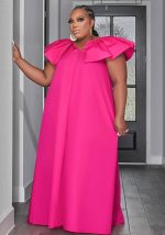 This Plus Size Womenruffles Short Sleeve Maxi Dress Made Of Soft And Elastic Fabric. Global Lover Wholesale Plus Size Dresses And Hope Curvy Ladies Find Here a Warm And Exciting Place To Shop Affordable Curvy Dresses Online - Plus Size Casual