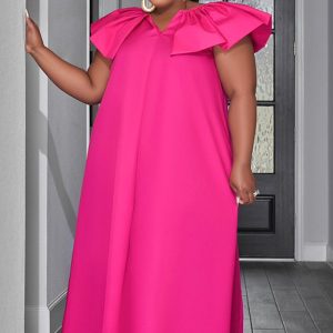 This Plus Size Womenruffles Short Sleeve Maxi Dress Made Of Soft And Elastic Fabric. Global Lover Wholesale Plus Size Dresses And Hope Curvy Ladies Find Here a Warm And Exciting Place To Shop Affordable Curvy Dresses Online - Plus Size Casual