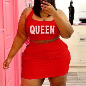 This Plus Size Women's Fashion Beaded Solid Sleeveless Tank Top And Skirt Two-Piece Set Design And Made Of Comfortable And Elastic Fabric. Wholesale Plus Size Two Piece Sets Is a Must-Have Item For Curvy Ladies. Two Piece Sets Can Either Be Worn Together Or Individually