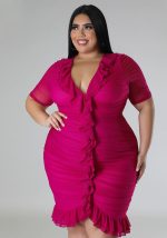 This Plus Size Women's Mesh Lining See-Through Double Layer Ruffle Sexy Dress Made Of Soft And Elastic Fabric. Global Lover Wholesale Plus Size Dresses And Hope Curvy Ladies Find Here a Warm And Exciting Place To Shop Affordable Curvy Dresses Online - Plus Size Casual