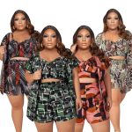 This Plus Size Women's Spring/Summer Signature Print Casual Three-Piece Design And Made Of Comfortable And Elastic Fabric. Wholesale Plus Size Two Piece Sets Is a Must-Have Item For Curvy Ladies. Two Piece Sets Can Either Be Worn Together Or Individually