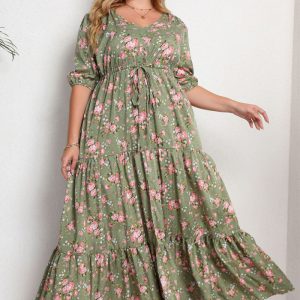 This Plus Size Women's Summer Bohemian Print Loose Casual Maxi Dress Made Of Soft And Elastic Fabric. Global Lover Wholesale Plus Size Dresses And Hope Curvy Ladies Find Here a Warm And Exciting Place To Shop Affordable Curvy Dresses Online - Plus Size Casual