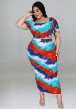 This Plus Size Women's Autumn Polyester+Spandex Digital Printing Two-Piece Set Made Of Soft And Elastic Fabric. Global Lover Wholesale Plus Size Dresses And Hope Curvy Ladies Find Here a Warm And Exciting Place To Shop Affordable Curvy Dresses Online - Plus Size Casual