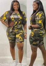 This Plus Size Women's Camouflage Letter Two-Piece Set Design And Made Of Comfortable And Elastic Fabric. Wholesale Plus Size Two Piece Sets Is a Must-Have Item For Curvy Ladies. Two Piece Sets Can Either Be Worn Together Or Individually