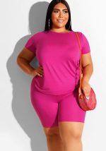 This Plus Size Women's Casual Solid Round Neck Short Sleeve t-Shirt Shorts Two Piece Set Design And Made Of Comfortable And Elastic Fabric. Wholesale Plus Size Two Piece Sets Is a Must-Have Item For Curvy Ladies. Two Piece Sets Can Either Be Worn Together Or Individually