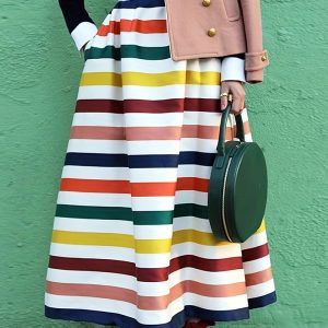 This Plus Size Women's Clothing Stripe Swing Skirt Design Made Of Durable And Stretchy Material. It Is a Must-Have Item For Your Closet. Global Lover Offer a Rich Selection Of Wholesale Plus Size Bottoms. You Will Find Wide Range Fabric