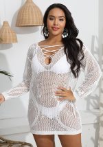 This Plus Size Women's Deep v Tie Sexy See-Through Dress Bikini Overlay Dress Made Of Soft And Elastic Fabric. Global Lover Wholesale Plus Size Dresses And Hope Curvy Ladies Find Here a Warm And Exciting Place To Shop Affordable Curvy Dresses Online - Plus Size Casual