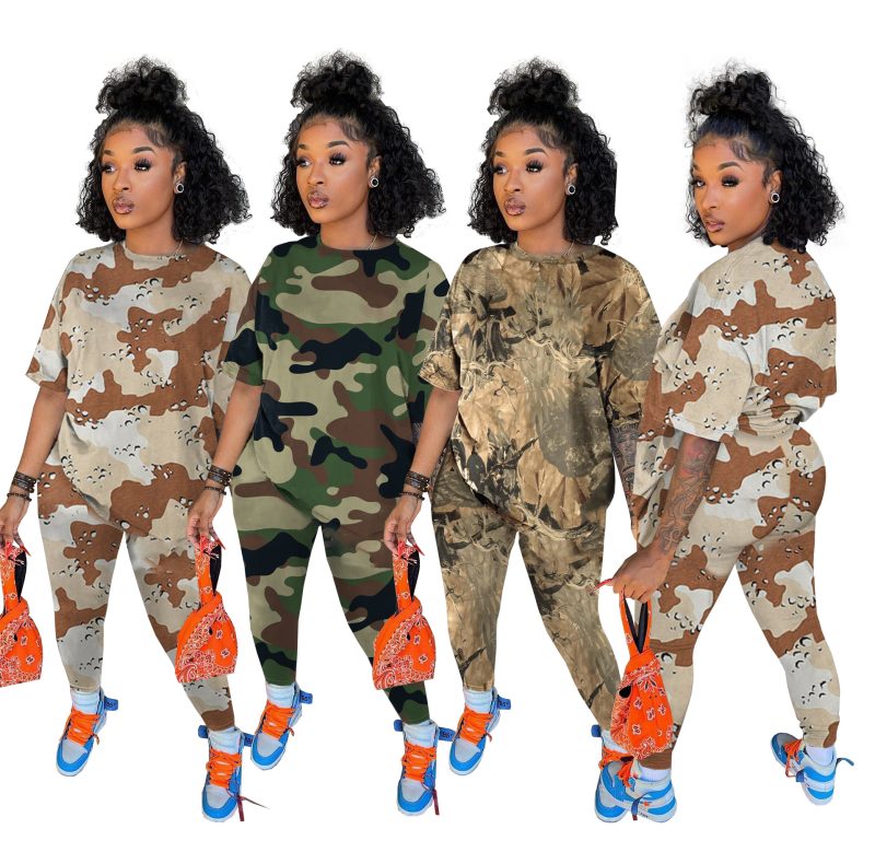 This Plus Size Women's Fall Fashion Trend Camouflage Print Two-Piece Set Design And Made Of Comfortable And Elastic Fabric. Wholesale Plus Size Two Piece Sets Is a Must-Have Item For Curvy Ladies. Two Piece Sets Can Either Be Worn Together Or Individually