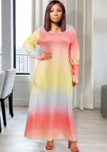 This Plus Size Women's Fall/Winter Fashion Casual Gradient Plus Size Dress Made Of Soft And Elastic Fabric. Global Lover Wholesale Plus Size Dresses And Hope Curvy Ladies Find Here a Warm And Exciting Place To Shop Affordable Curvy Dresses Online - Plus Size Casual