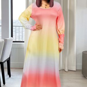 This Plus Size Women's Fall/Winter Fashion Casual Gradient Plus Size Dress Made Of Soft And Elastic Fabric. Global Lover Wholesale Plus Size Dresses And Hope Curvy Ladies Find Here a Warm And Exciting Place To Shop Affordable Curvy Dresses Online - Plus Size Casual