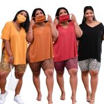 This Plus Size Women's Fashion Casual Slit t-Shirt Leopard Shorts Two Piece Set Design And Made Of Comfortable And Elastic Fabric. Wholesale Plus Size Two Piece Sets Is a Must-Have Item For Curvy Ladies. Two Piece Sets Can Either Be Worn Together Or Individually