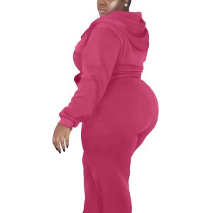 This Plus Size Women's Fashion Casual Solid Color Autumn And Winter Hooded Two Piece Tracksuit Design And Made Of Comfortable And Elastic Fabric. Wholesale Plus Size Two Piece Sets Is a Must-Have Item For Curvy Ladies. Two Piece Sets Can Either Be Worn Together Or Individually