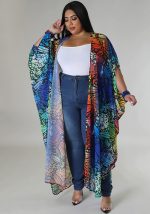 This Plus Size Women's Fashion Printed Chiffon Cape Shirt Made Of Comfortable And Elastic Fabric. It Is Wholesale Sexy Plus Size Tops For Women. With The Gradual Rise Of Feminist Awareness