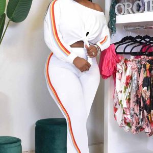 This Plus Size Women's Fashion Round Neck Plus Size Casual Two Piece Pants Set Design And Made Of Comfortable And Elastic Fabric. Wholesale Plus Size Two Piece Sets Is a Must-Have Item For Curvy Ladies. Two Piece Sets Can Either Be Worn Together Or Individually