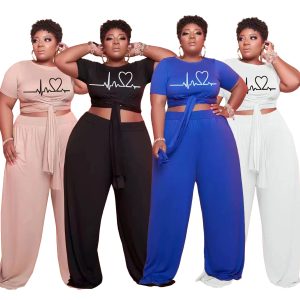 This Plus Size Women's Fashion Tracksuit Casual Two Piece Design And Made Of Comfortable And Elastic Fabric. Wholesale Plus Size Two Piece Sets Is a Must-Have Item For Curvy Ladies. Two Piece Sets Can Either Be Worn Together Or Individually