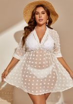 This Plus Size Women's Jacquard Patchwork Cutout Beach Cover Up Dress Made Of Soft And Elastic Fabric. Global Lover Wholesale Plus Size Dresses And Hope Curvy Ladies Find Here a Warm And Exciting Place To Shop Affordable Curvy Dresses Online - Plus Size Casual