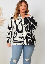 This Plus Size Women's Loose Casual v-Neck Top Fashion Lantern Sleeve Printed Shirt Made Of Comfortable And Elastic Fabric. It Is Wholesale Sexy Plus Size Tops For Women. With The Gradual Rise Of Feminist Awareness