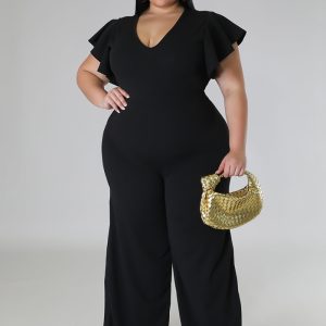 This Plus Size Women's Multicolor Ruffle Pants Wide Leg Pants Design Made Of High Quality Polyster And Spandex Material. It Is Stretchy