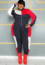 This Plus Size Women's Patchwork Stripe Suit Sport Long Sleeve Casual Two Piece Pants Set Design And Made Of Comfortable And Elastic Fabric. Wholesale Plus Size Two Piece Sets Is a Must-Have Item For Curvy Ladies. Two Piece Sets Can Either Be Worn Together Or Individually