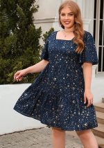 This Plus Size Women's Printed Casual Loose Cocktail Party Elegant Dress Made Of Soft And Elastic Fabric. Global Lover Wholesale Plus Size Dresses And Hope Curvy Ladies Find Here a Warm And Exciting Place To Shop Affordable Curvy Dresses Online - Plus Size Casual