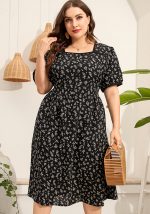 This Plus Size Women's Printed Short Sleeve Square Neck Slim Fit Dress Made Of Soft And Elastic Fabric. Global Lover Wholesale Plus Size Dresses And Hope Curvy Ladies Find Here a Warm And Exciting Place To Shop Affordable Curvy Dresses Online - Plus Size Casual